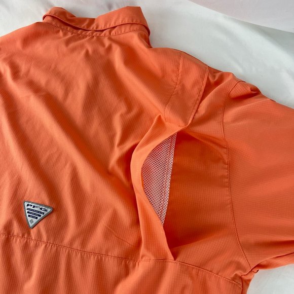 Columbia PFG Shirt Men L Orange Button Down Omni Shade Outdoors Fishing Camp - Picture 12 of 13